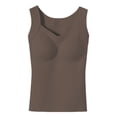 thumbnail image 6 of Coffee Womens Unpadded Shelf Bra Tank Tops Nylon,Spandex Sleeveless Summer Casual Basic Tops for Vacation Daily Wear Trendy Essentials XL, 6 of 8