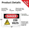 thumbnail image 2 of 230 Volts OSHA Danger Aluminum Sign 14 Inch x 10 Inch - 10 Pack, 2 of 8