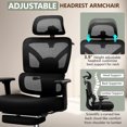 thumbnail image 6 of COOLHUT Ergonomic Mesh Office Chair with Footrest, Big and Tall Computer Desk Chair with Adjustable Lumbar Support, Headrest and Armrest, High Back Home Office Chair for Workspace, 300LBS, Black, 6 of 18