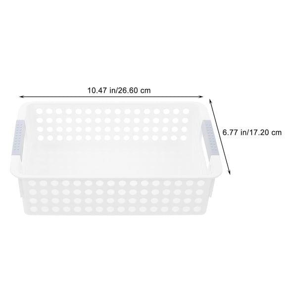 WEAVILUX 5-Pack White Plastic Storage Baskets with Ventilated Rectangular Design for Home and Office Organization