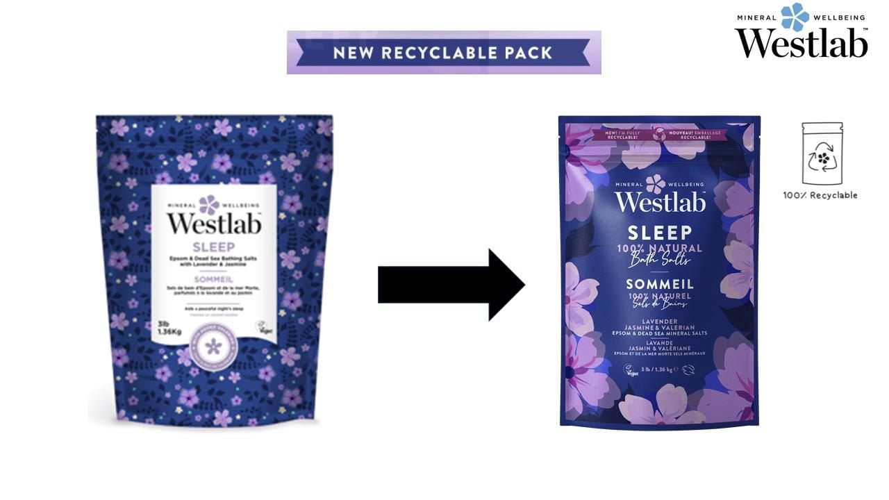 Westlab Sommeil - Sels de Bain d'Epsom et de la Mer Morte, Parfumés à la Lavande, Jasmin et au Valériane |  100% végétalien, 100% naturel, 100% sans cruauté.
