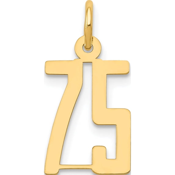 14K Yellow Gold Small Elongated Number 75 Charm Made In United States les75
