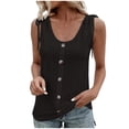 thumbnail image 2 of ITSAME Womens Plus Size Tank Tops, Hollow Out Solid Color Drawstring Sleeveless Casual Cami Blouse Black 4XL, 2 of 7