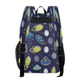 thumbnail image 3 of Large Clear PVC Backpack Heavy Duty See Through Backpack for Adults Work Travel, Dark Blue-rocket Printed 12L, 3 of 8