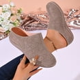 thumbnail image 4 of Platform Wedge Sandals for Women Slip On Closed Toe Garden Clogs Comfortable Non Slip Backless Dress Mules Brown Size8, 4 of 7
