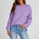 thumbnail image 2 of Sudaderas con capucha para mujer,Blusa de manga larga para mujer, cuello redondo, corte holgado, color liso, largo normal para uso diario, sopatenor, 2 of 8