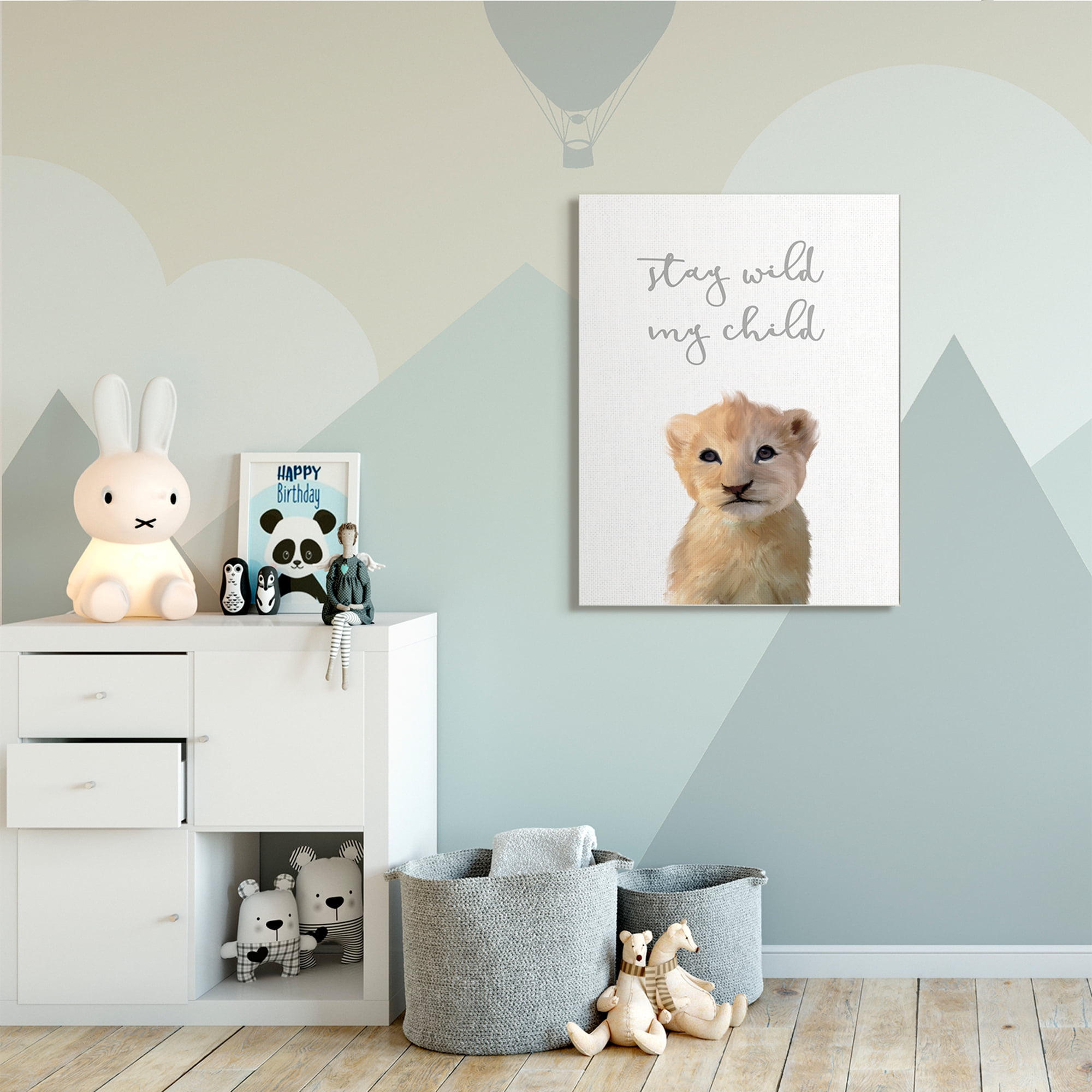 Stupell Industries Stay Wild Phrase Friendly Safari Lion Cub,36 x 48,Designed by Leah Straatsma