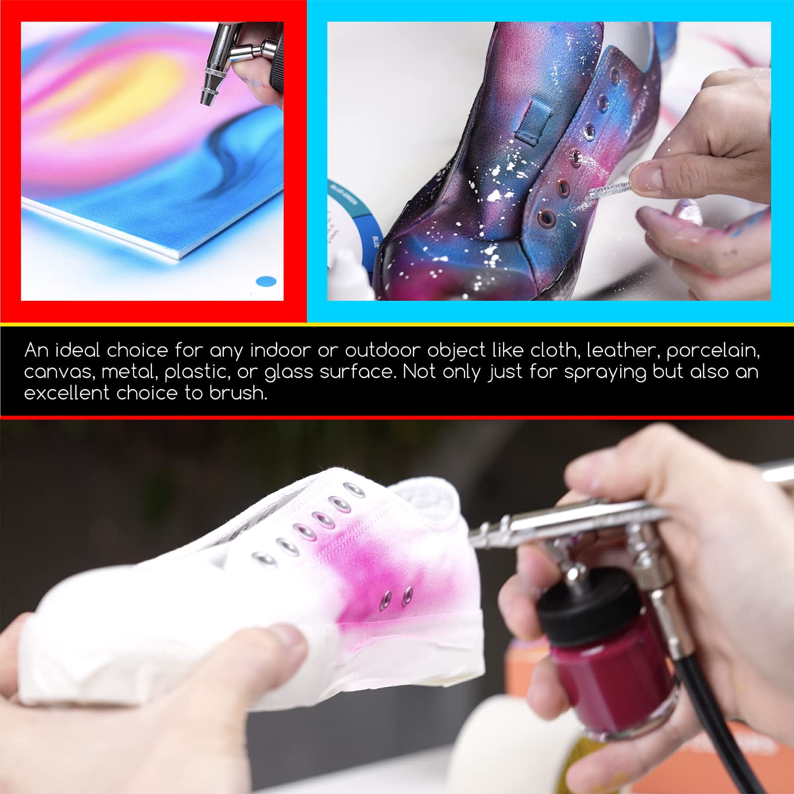 MEEDEN 24 Color Airbrush Paint, 1oz Non Toxic Acrylic Airbrush Paint Set for Painting in Art Supplies for Artists, Beginners and Students