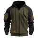 thumbnail image 1 of Ceisia Men's Long Sleeve Jacket Drawstring Full-Zip with Kanga Pocket Color Block Sweatshirts Casual Hoodies Army Green XXL Gift, 1 of 5
