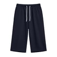 thumbnail image 4 of QSXADF Men's Capris Elastic Waist Drawstring Shorts Drawstring Pocket Sweatpants Elastic Waist 3/4 Length Gym Joggers Athletic Daily Mens Casual Trousers, 4 of 6