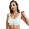 thumbnail image 1 of Aayomet Bralettes for Women Button Closure Sports Bra Large Size Steel Rim Underwear Open Bra (White, M), 1 of 4