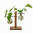 thumbnail image 3 of Gyedtr Glass Planter Bulb Vase, Desktop Plant Terrarium Kit with Retro Solid Wooden Stand for Hydroponics Plants Home Garden Office Wedding Decor, 3 of 9