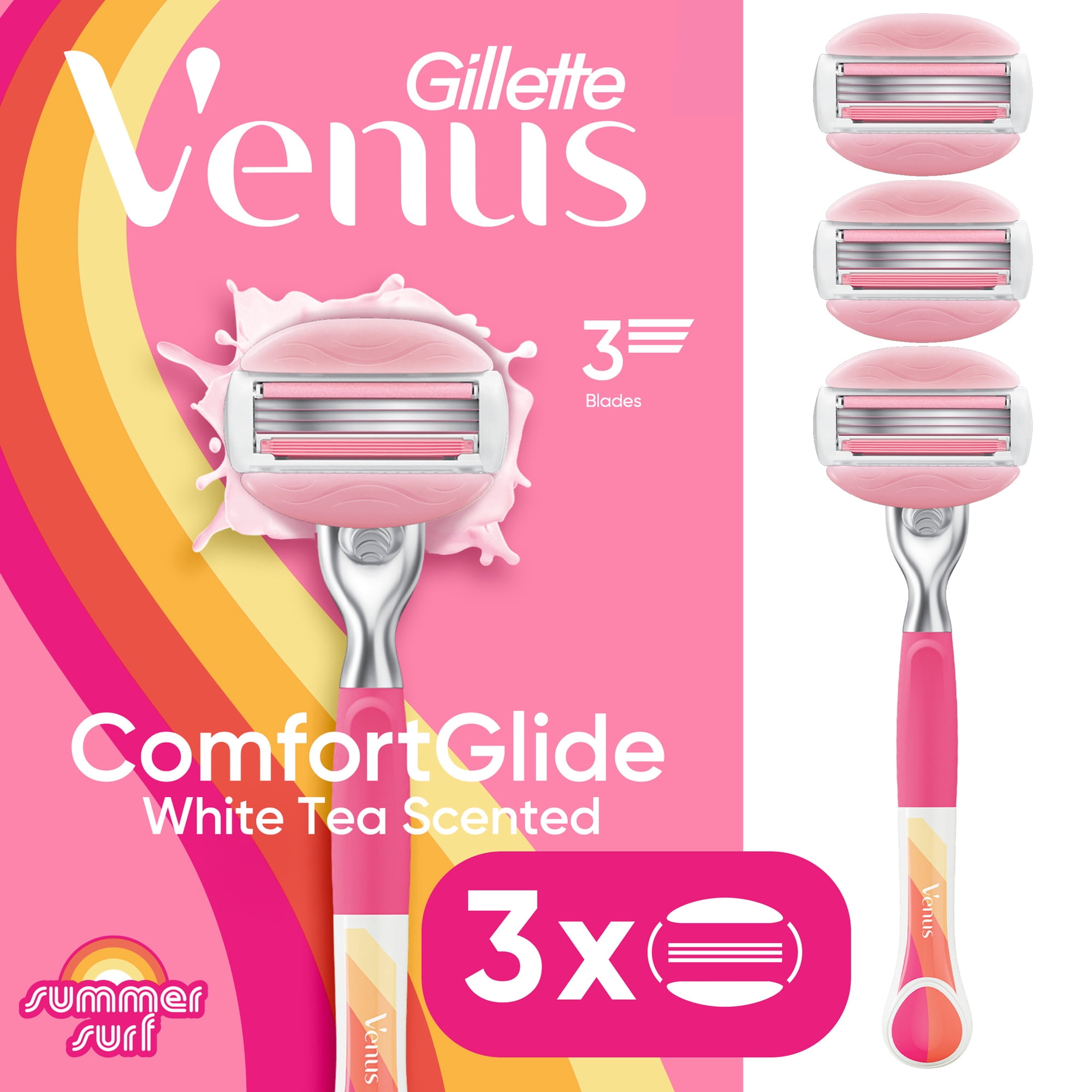 Venus Summer Surf ComfortGlide 3 with Handle and 3 Razor Blade Refills
