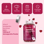 WeightWorld Ashwagandha Gummies for Stress Relief, Healthy Sleep & Energy Booster | 120 Count (2-Month Supply) | Vegan Adaptogen Ashwagandha Supplements, Natural Raspberry-Flavor