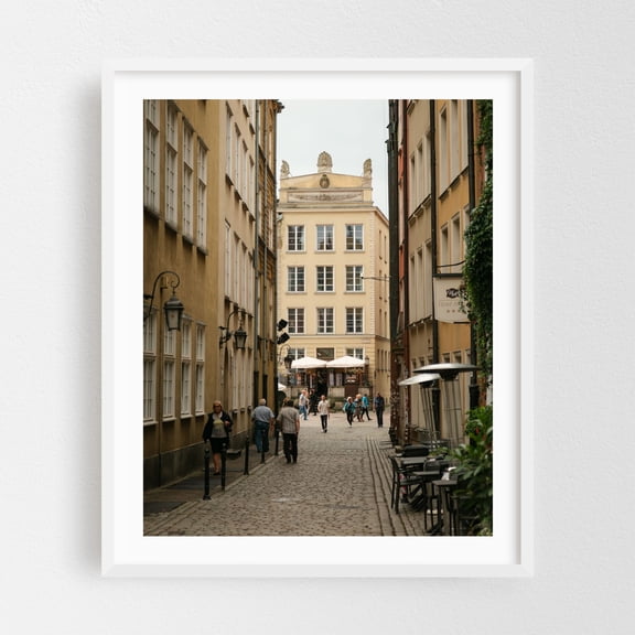 Gdańsk Streets 05 - Gdańsk Pomorskie Poland Photography White Framed Wall Art Print 16 x 20 inches