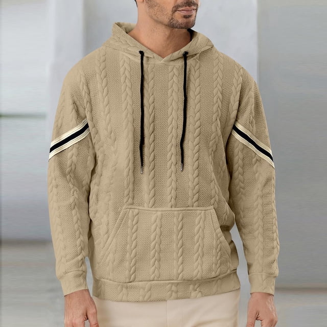 pstuiky camisas de manga larga para hombre, Sudadera con capucha de manga larga para hombre, informal, holgada, con cordón y bolsillo, de punto, de color liso top de hombre xl