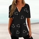 thumbnail image 4 of Tops Cortos para las Mujeres Impresas Blusas Botón Camiseta Manga Corta Cuello en V, Top de Moda para Primavera Verano, 4 of 5