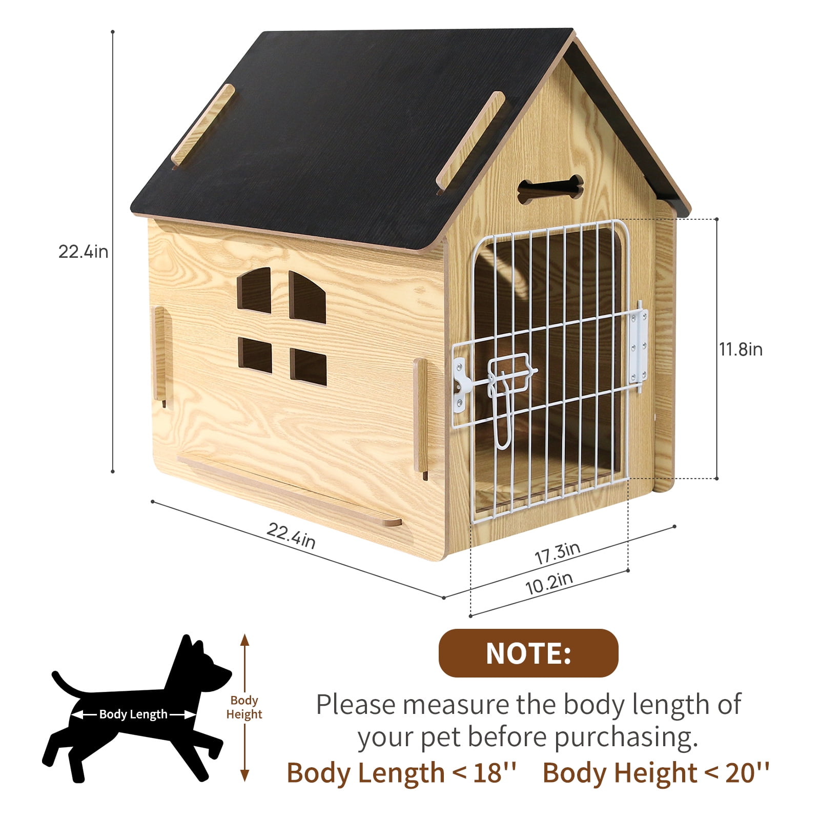 RYPetmia Wooden Dog House with Roof Dogs Indoor and Outdoor Use for Small Medium Dog Cat, Dog Kennel for Playing and Resting, Maple