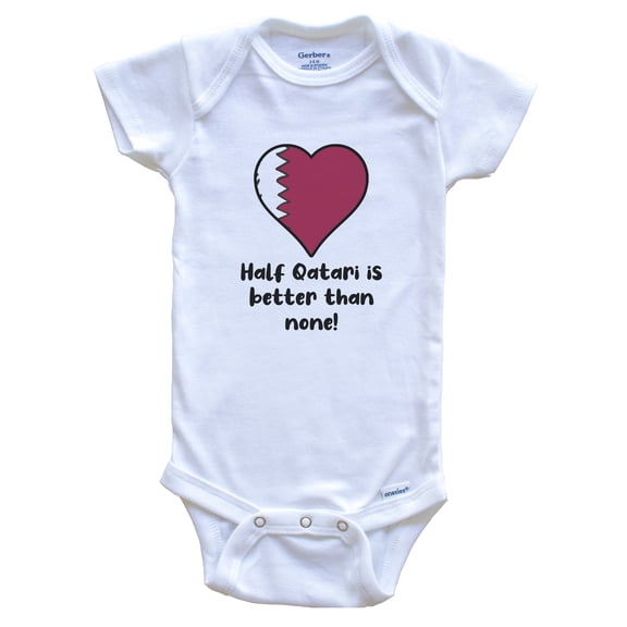 Half Qatari Is Better Than None Qatar Flag Heart Baby Bodysuit