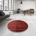 thumbnail image 3 of Ahgly Company Indoor Round Traditional Fire Brick Red Southwestern Area Rugs, 4' Round, 3 of 6