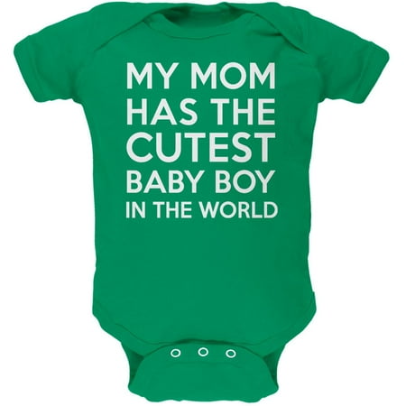 

My Mom has the Cutest Baby Boy Kelly Green Soft Baby One Piece - 12-18 months