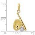 thumbnail image 3 of FJC Finejewelers 10k Yellow Gold with with Rhodium Baseball  Bat  Glove Charm, 3 of 6