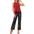 thumbnail image 2 of INSPIRE CHIC Halloween Party Tops for Women's Sequin Fringe Trim Sleeveless Round Neck Sparkly Tees XS Red, 2 of 6