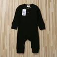 thumbnail image 2 of SUNSIOM Baby Boy Girl Button Romper One Piece Solid Color Knit Ribbed Jumpsuit, 2 of 4
