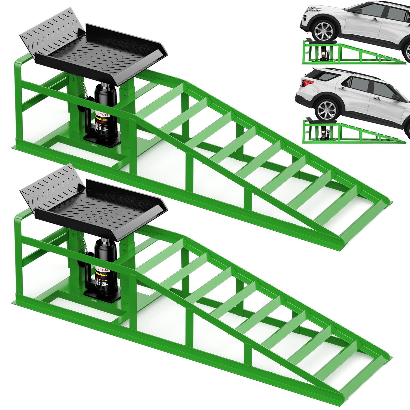 Lafati 2-Pack Hydraulic Car Ramps: Heavy-Duty Vehicle Ramps with 5T / 10000lbs Jack Load Capacity, Portable Design for Effortless Oil Changes and Car Lifts