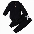 thumbnail image 4 of Futezty Newborn Baby Boy Girl Clothes Ribbed Knitted Cotton Romper Pants 0 3 6 12 18 24 Months Solid Color Fall Winter Outfits, 4 of 4