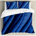 thumbnail image 3 of Navy Blue Duvet Cover Set, Ocean Waves Inspired Design with Digital Reflection Aqua Sea Abstract Art, Decorative 2 Piece Bedding Set with 1 Pillow Shams, Twin Size, Dark Blue, by Ambesonne, 3 of 3