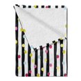 thumbnail image 2 of Abstract Soft Flannel Fleece Throw Blanket, Hand Drawn Vertical Monochrome Stripes Background with Colorful Dotted Pattern, Cozy Plush for Indoor and Outdoor Use, 60" x 80", Multicolor, by Ambesonne, 2 of 5