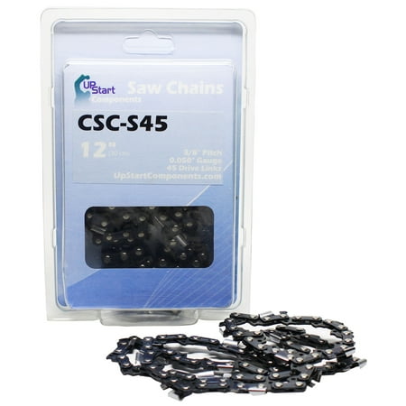 12"" Semi Chisel Saw Chain for McCulloch MS4018P Chainsaws - (12 inch, 3/8"" Low Profile Pitch, 0.050"" Gauge, 45 Drive Links, CSC-S45) - UpStart Components