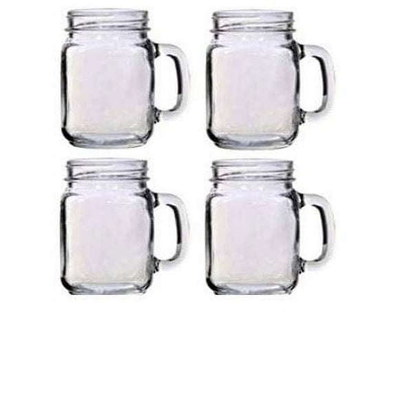 16 oz.Glass Mason Jar Mugs with handles Set of 4,