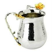 Classic Touch Wash Cup Hammered Stainless Steel - Silver Frangipani Flowers