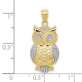thumbnail image 2 of Finest Gold 10K Yellow with Rhodium Polished & Textured Owl Pendant, 2 of 2