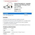 thumbnail image 2 of Vacuum Pump Repair Kit - Compatible with 2012 - 2016 Volkswagen Passat 2.5L 5-Cylinder 2013 2014 2015, 2 of 2