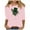 362#Pink, variant on Njagoc3 Womens Printed Casual Round Neck Pullover Three-Quarters Sleeve T-Shirt