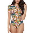 thumbnail image 2 of Picia Retro Summer Stamp Womens One Piece Swimsuits Modest Tummy Control Bathing Suits Lace Up Slimming Swim Suit-X-Large, 2 of 9