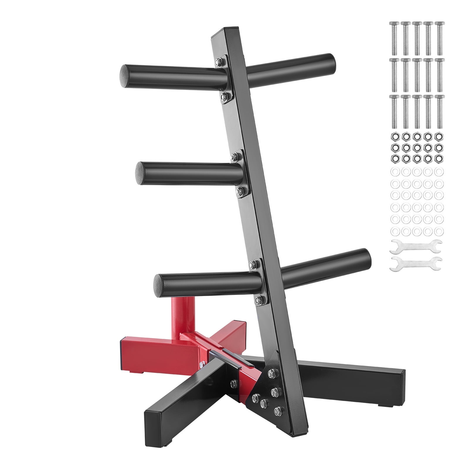 KFFKFF Weight Plate Holder, Compatible with 2-Inch Weight Discs, Standard Weight Disc Holder, Supports up to 500 lbs, Weight Equipment Storage, Domestic Gym Barbell Storage Stand, Black & Red