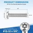 thumbnail image 2 of 25Pack #10-32 x 5/8" 304 Stainless Steel Torx Security Machine Screws, Silver, 2 of 6