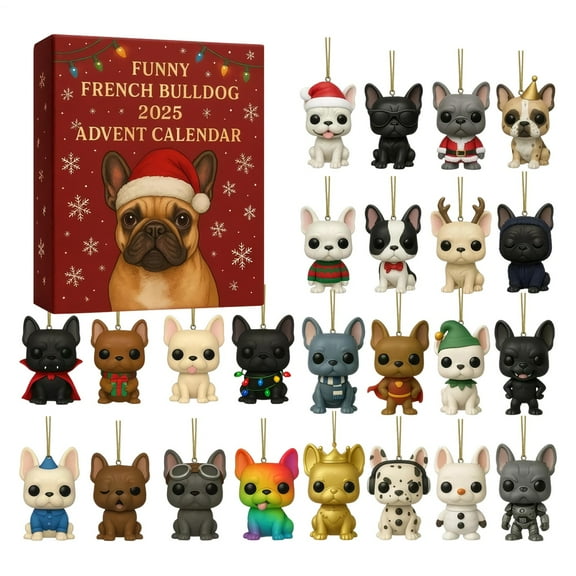 Funny French Bulldog 2025 Advent Calendar, Christmas 24 Days Countdown Calendar