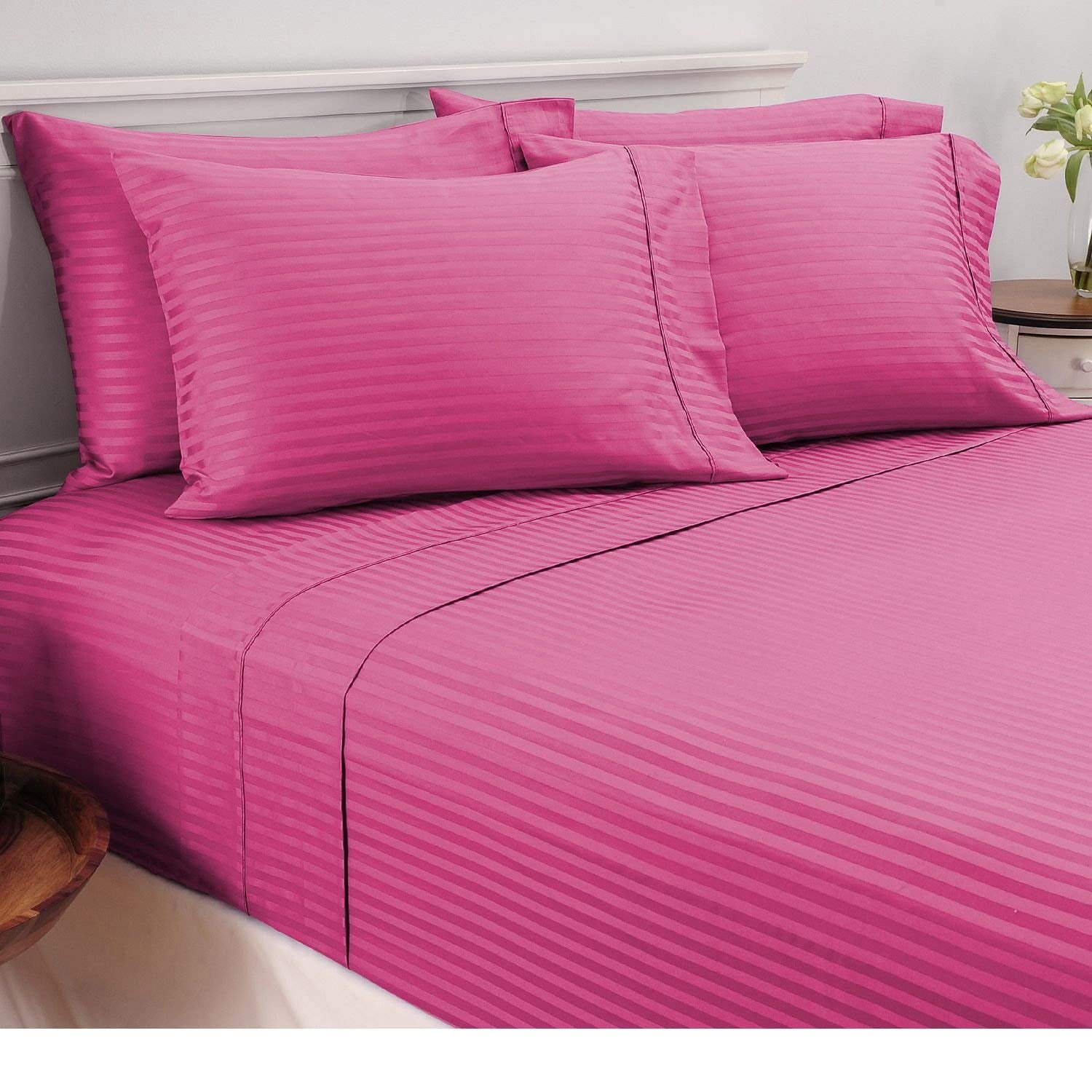 Pillow Covers Hot Pink Stripe 100 Percent Pure Cotton Super Soft 2 Pieces Pillowcases 450TC Travel 12x16 White Walmart