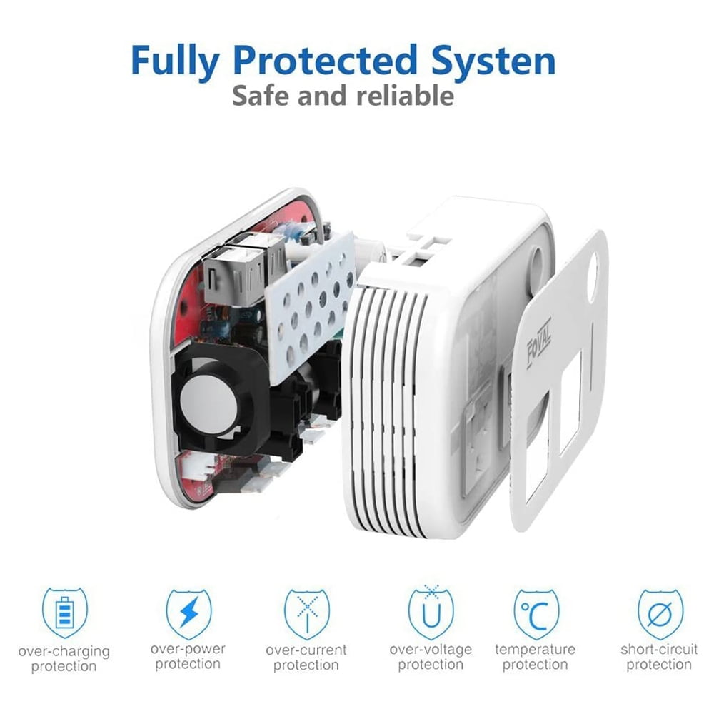 FOVAL 200W Car Power Inverter DC 12V to 110V AC Converter with 4 USB Ports Car Laptop Charger, Car Adapter for Plug Outlet (White)