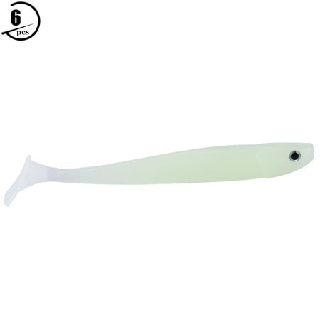 HENGJIA 6Pcs Soft Plastic Fishing Lures T-Tail Grub Worm Baits Fish Tackle Accessory(luminous)