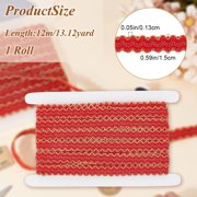 13 Yard 5/8 inch Gimp Braid Trim Polyester Red Metallic Edge Woven S Wave Lace Ribbon Fabric Upholstery Hand DIY Crafts for Gift Cable Ties Sewing Curtain Slipcover Costume Accessories diy