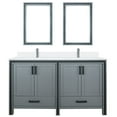 thumbnail image 2 of 60 In. W X 22 D Dark Grey Double Bath Vanity With White Quartz Countertop, Faucet, Mirrors - Scratch And Stain Resistance For Longevity Top & A Comfortable Bathroom, 2 of 6