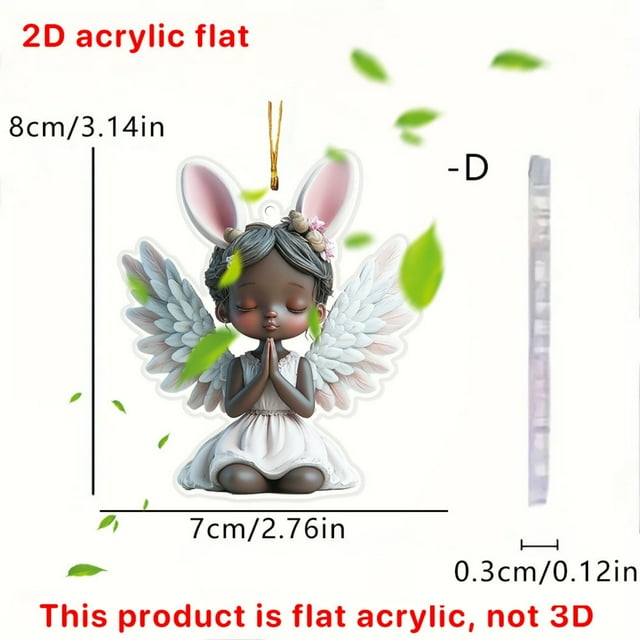 Easter Winged Angel Acrylic Pendant, Car Interior Hanging Decoration Ornament, Versatile Rearview Mirror Accessory for Home and Vehicle, Lightweight Holiday Gift Decor