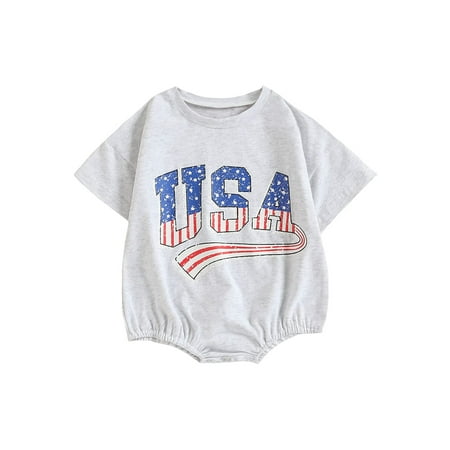

Baby 4th of July Romper Boy Girl Oversized Romper American Flag Onesie Independence Infant Toddler Clothes