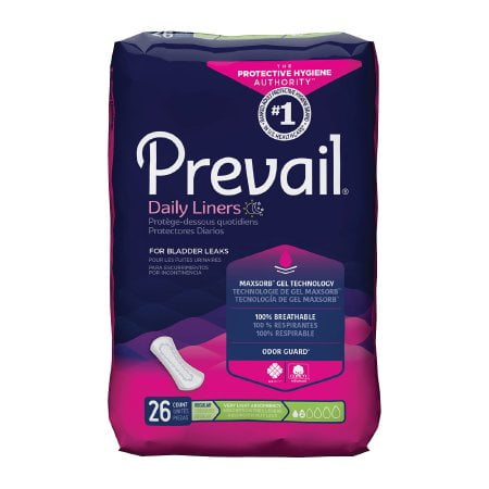 Light Bladder Control Pads - Prevail Bladder Control Pad 7.5 Inch Length Light Absorbency Quick Wick Unisex Disposable BG/26 PK/2